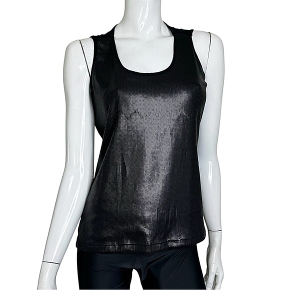 Cache Sequins Black Sleeveless Scoop Neck Tank Top - Picture 1 of 4